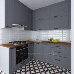 Кутова кухня сірого кольору